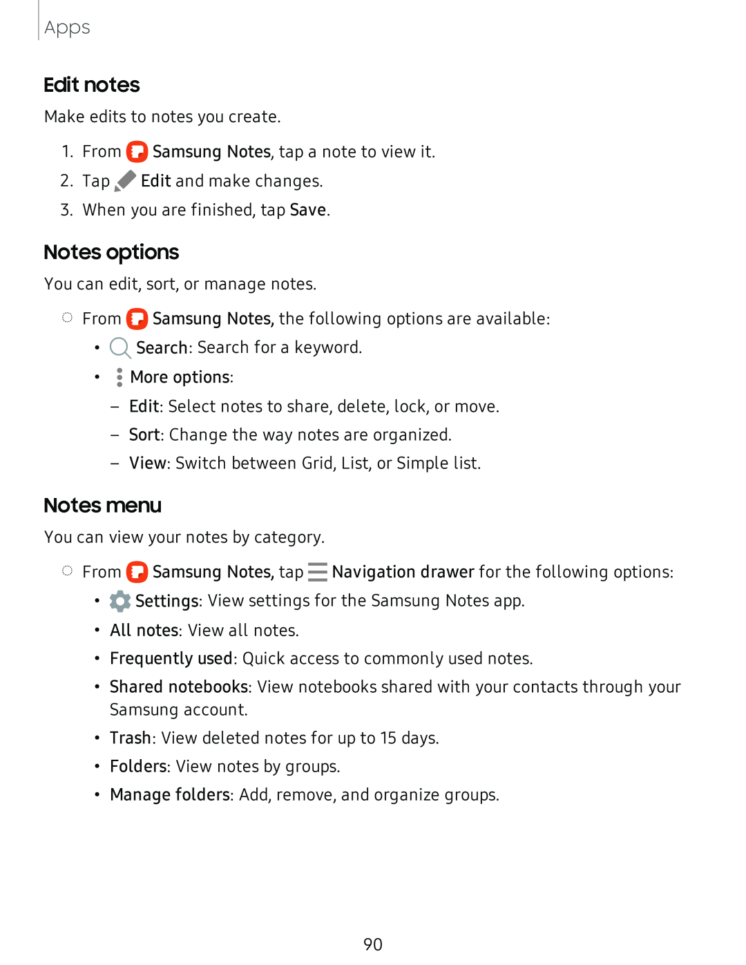 Notes options Galaxy Tab S4 T-Mobile