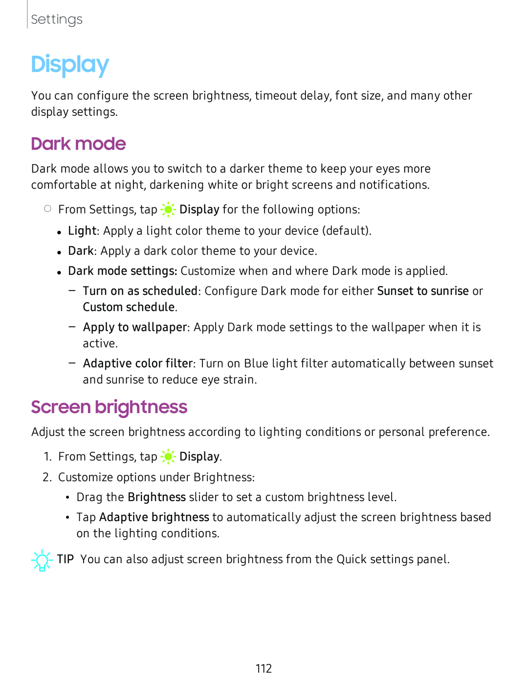 Screen brightness Galaxy Tab S4 T-Mobile