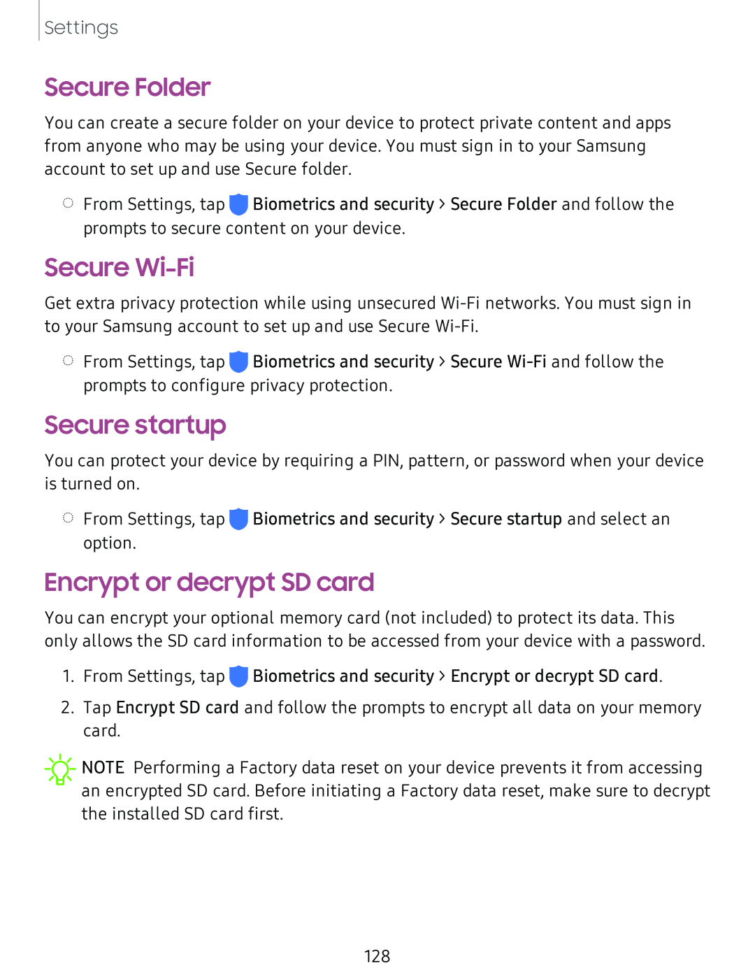 Encrypt or decrypt SD card Galaxy Tab S4 T-Mobile