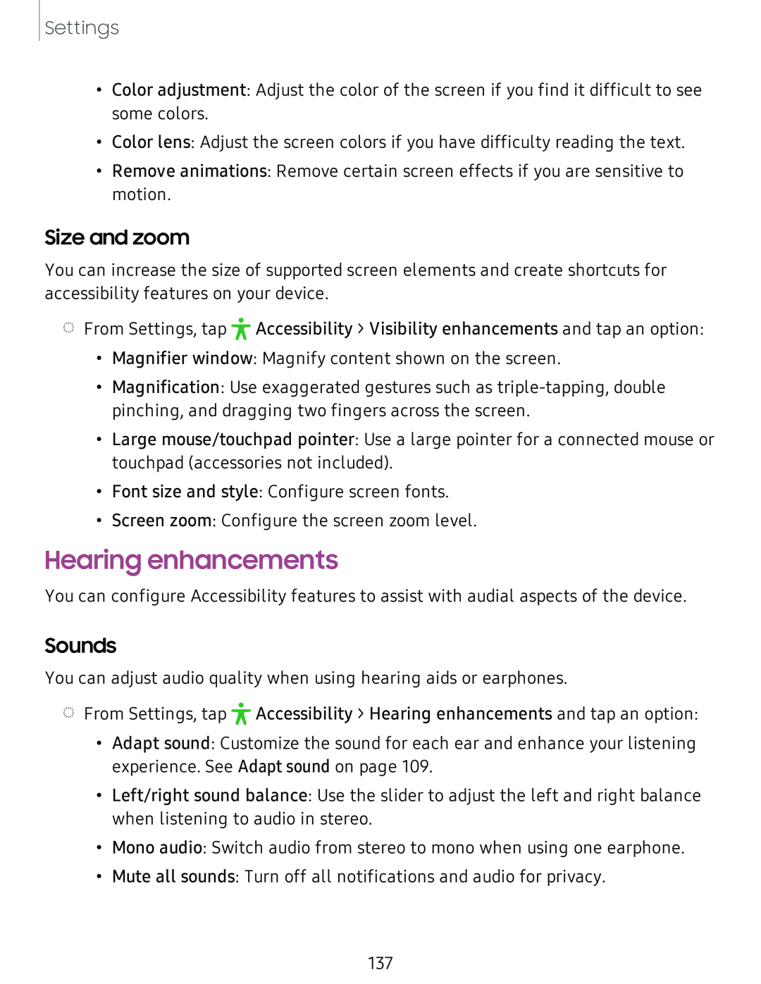 Size and zoom Sounds