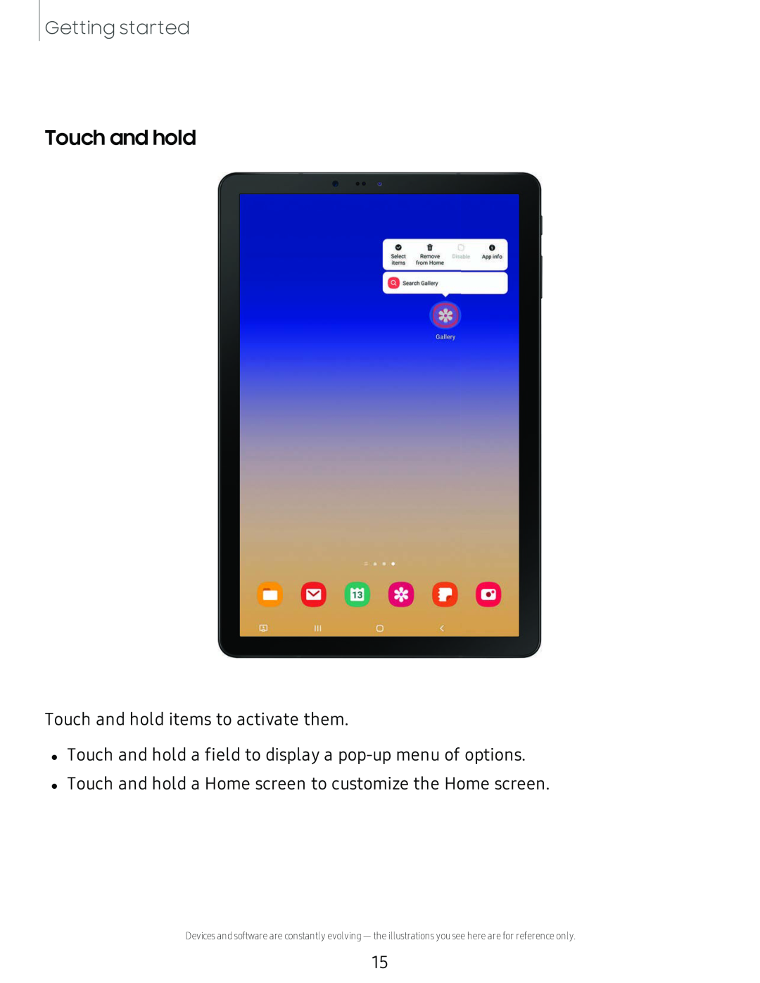 Touch and hold Galaxy Tab S4 T-Mobile