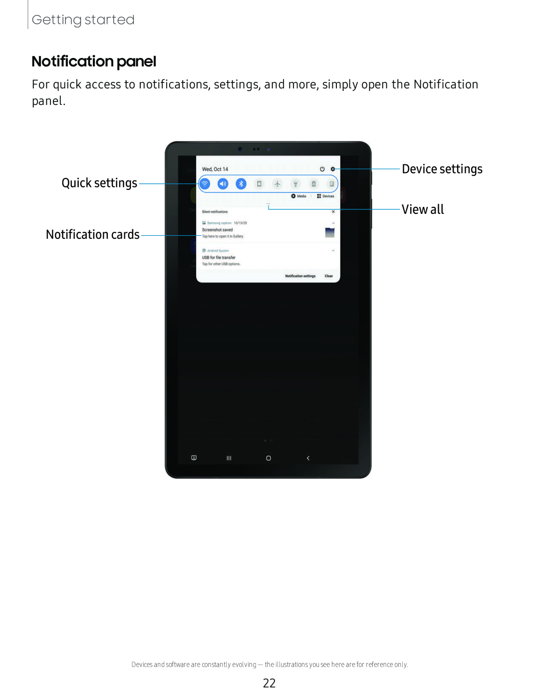 Device settings Quick settings