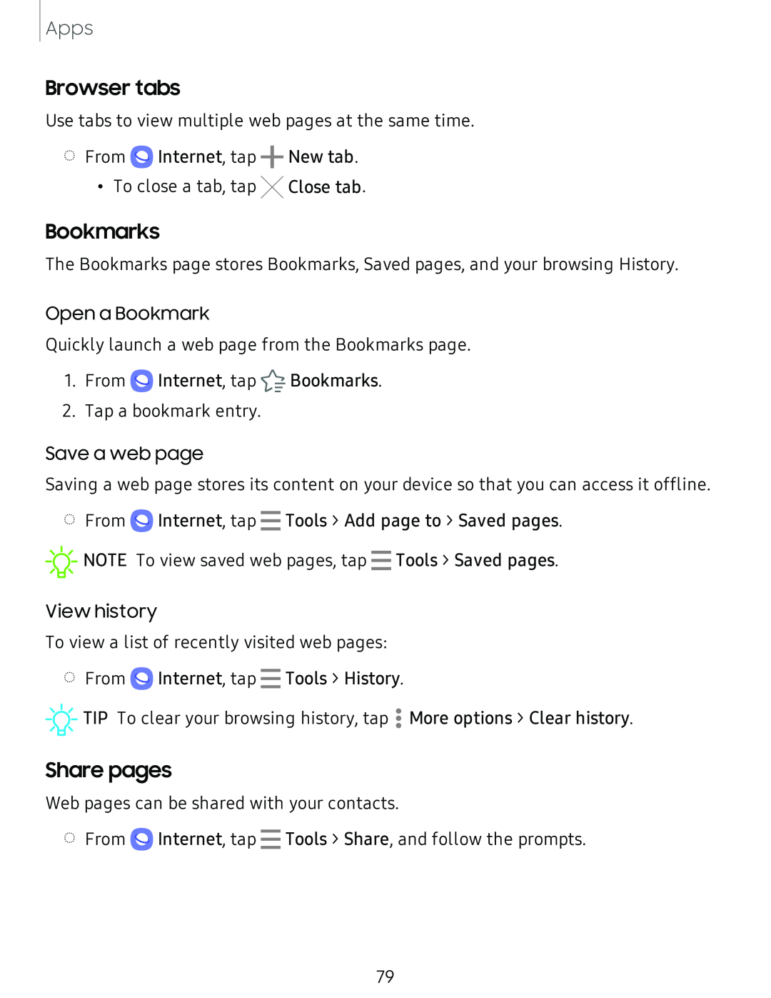 Bookmarks Galaxy Tab S4 T-Mobile