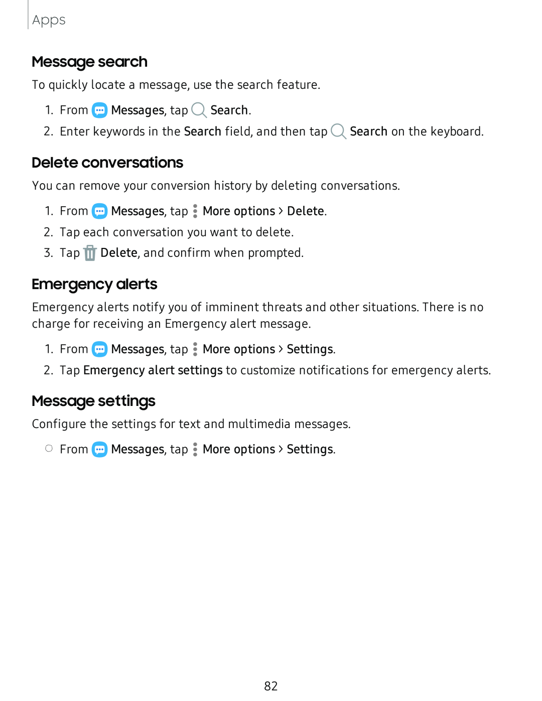 Message settings Galaxy Tab S4 T-Mobile