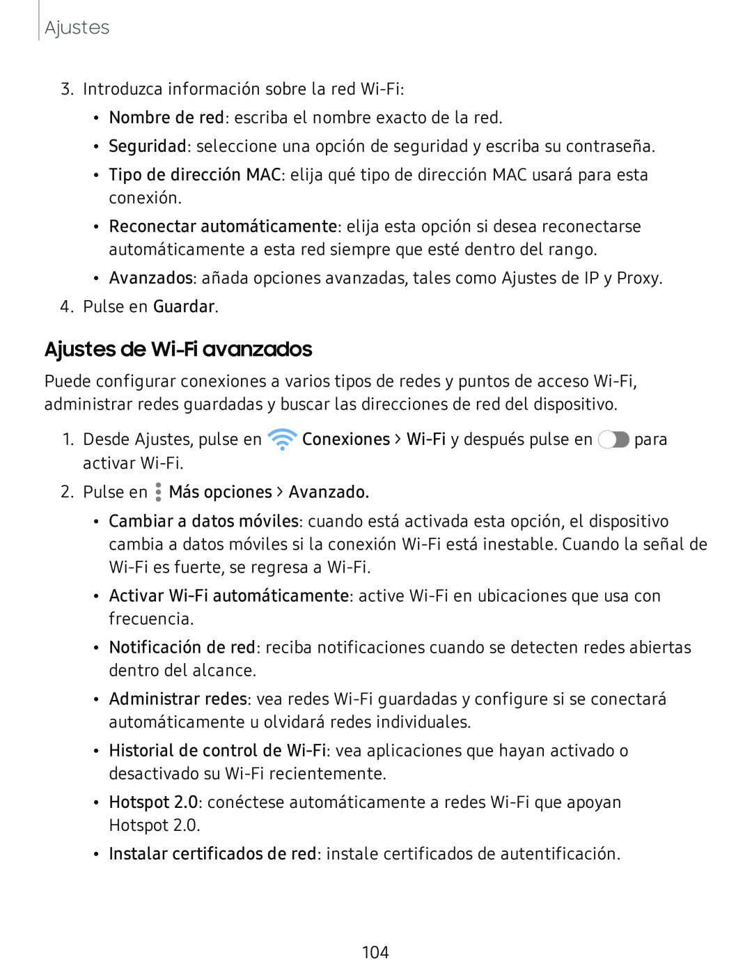 Ajustes de Wi-Fiavanzados Galaxy Tab S4 T-Mobile