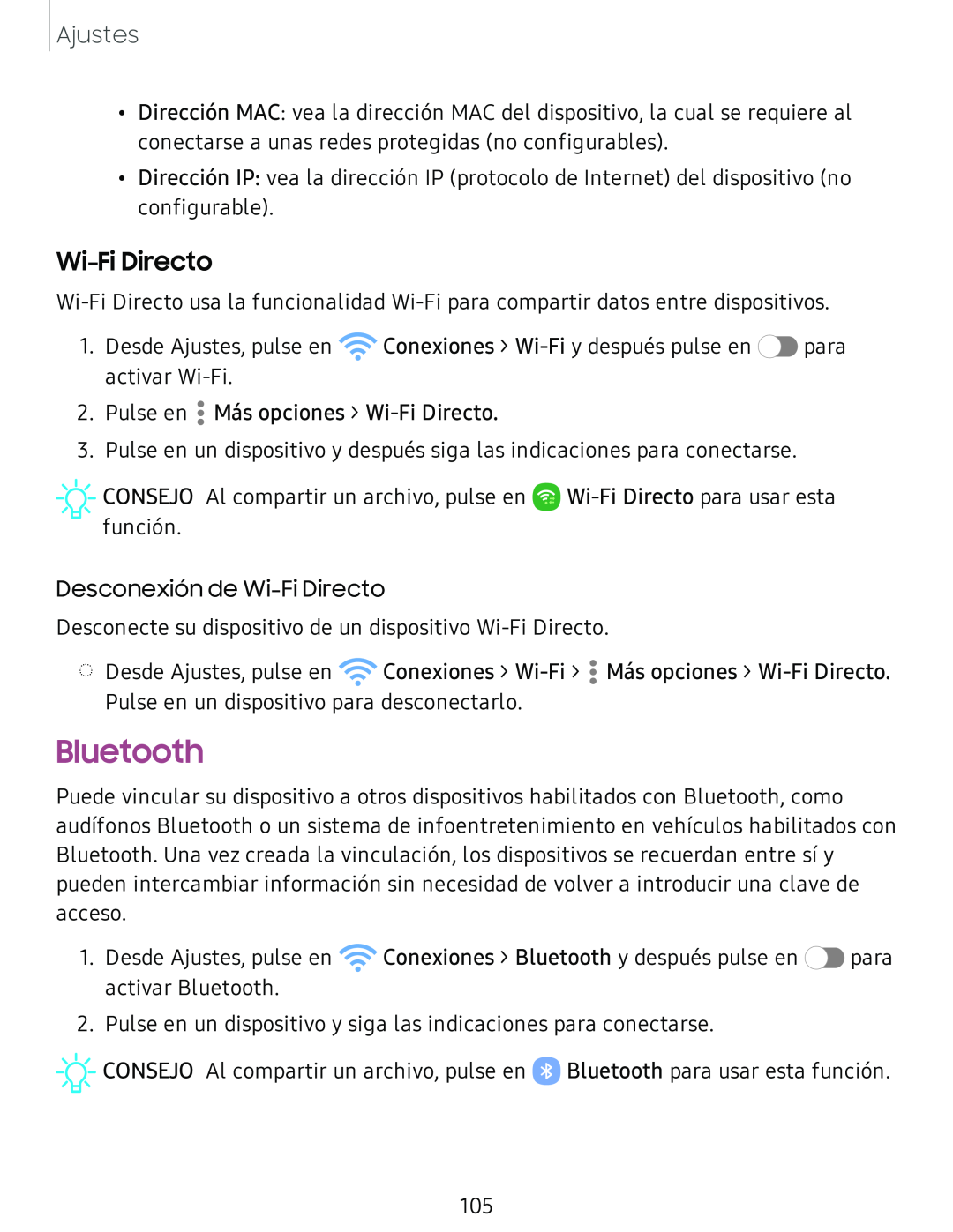 Wi-FiDirecto Bluetooth