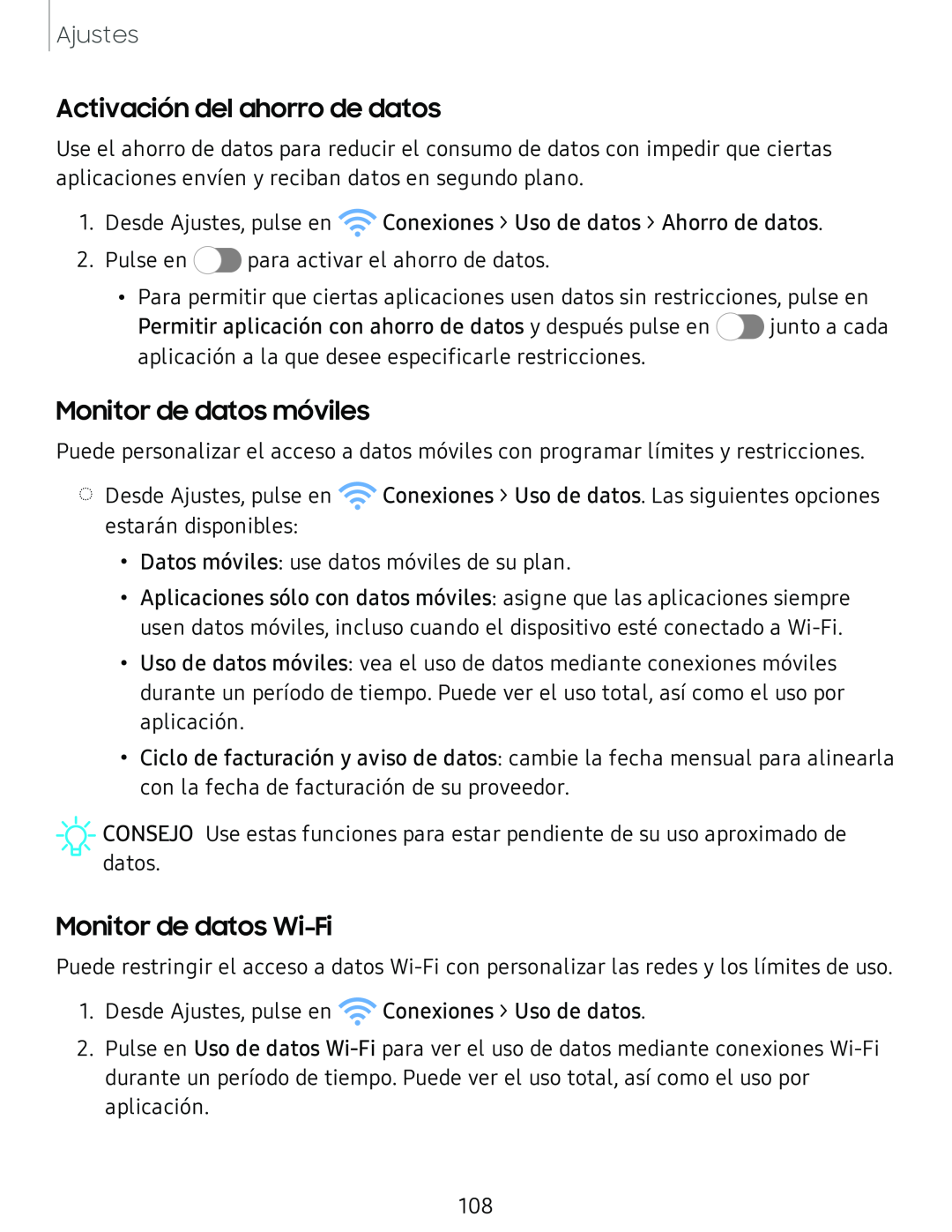 Activación del ahorro de datos Monitor de datos móviles