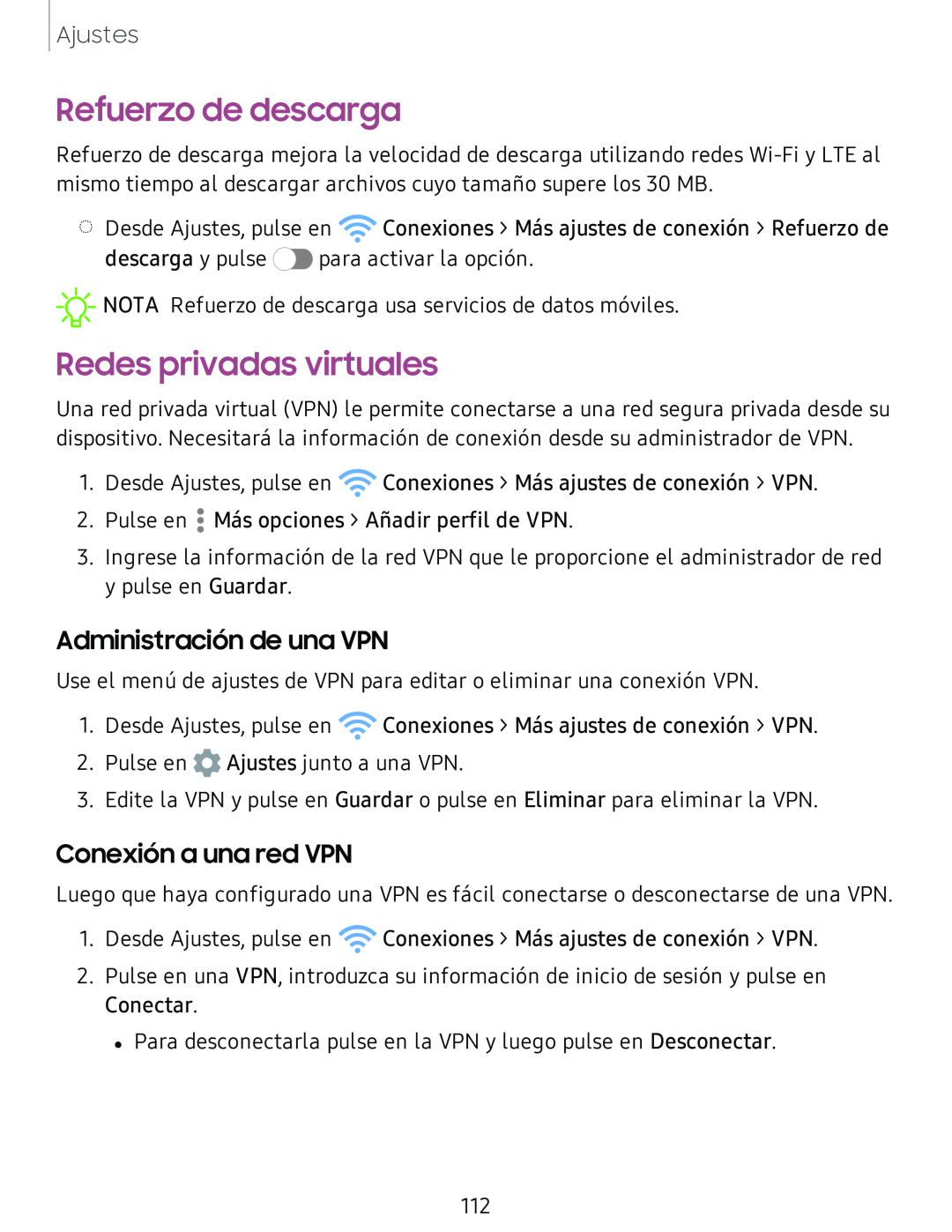 Administración de una VPN Conexión a una red VPN