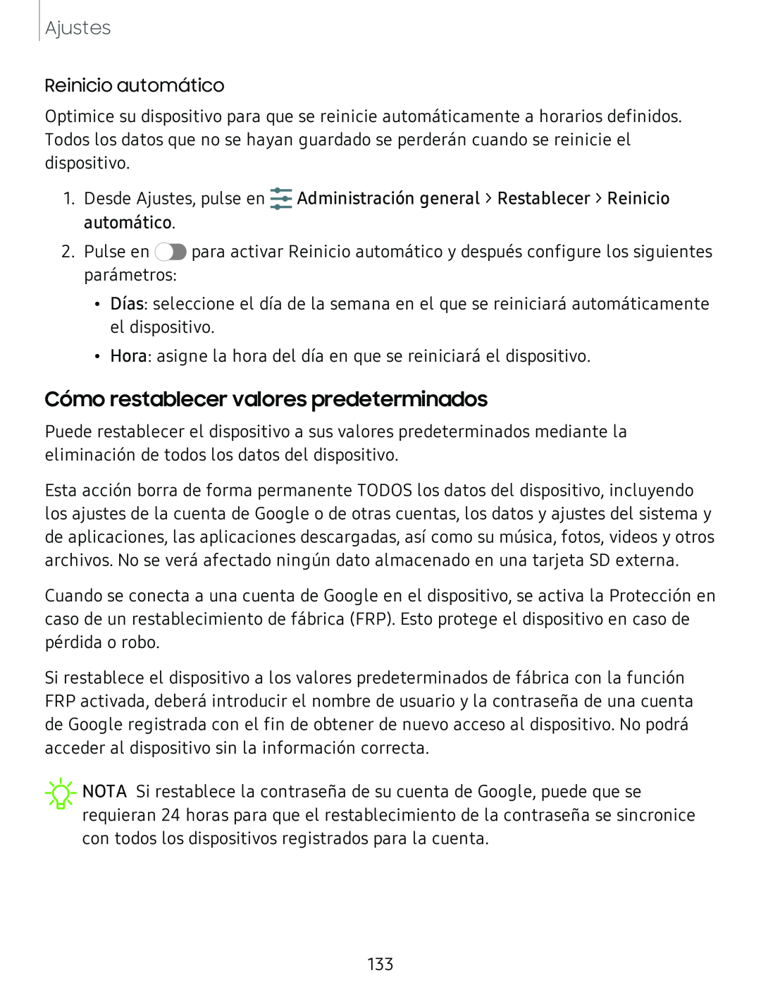 Cómo restablecer valores predeterminados