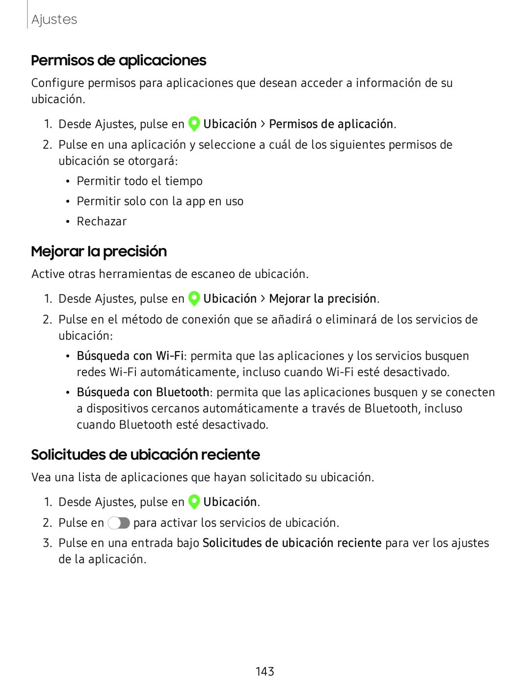 Permisos de aplicaciones Mejorar la precisión