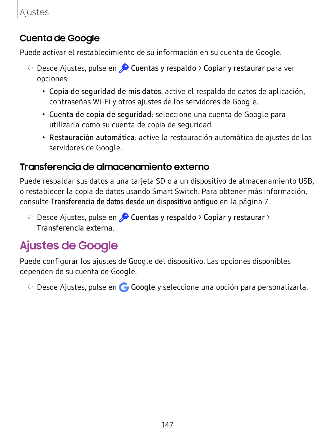 Cuenta de Google Transferencia de almacenamiento externo