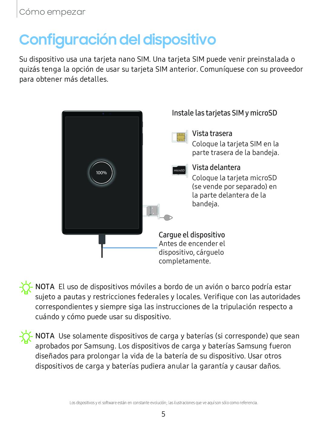 Instale las tarjetas SIM y microSD Vista trasera