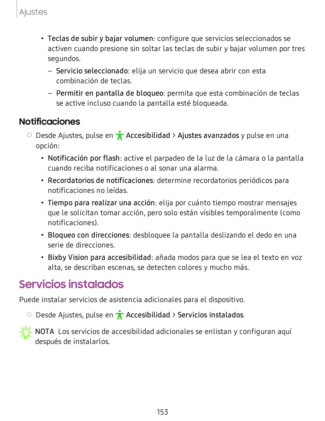 Notificaciones Servicios instalados