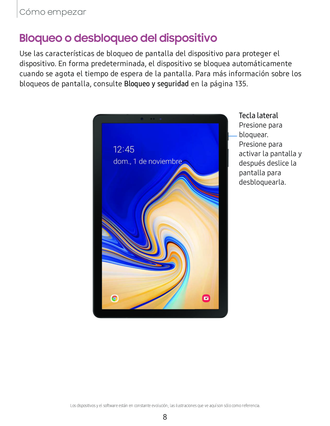 Bloqueo o desbloqueo del dispositivo Galaxy Tab S4 T-Mobile