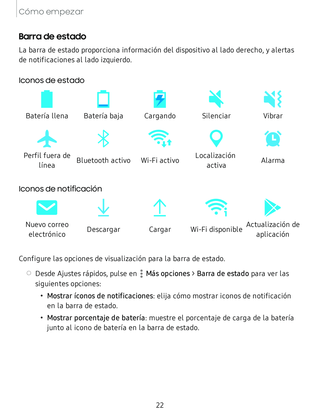 Barra de estado Galaxy Tab S4 T-Mobile