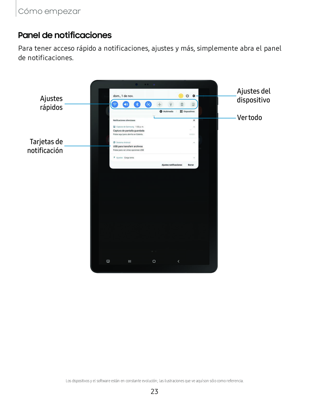 Panel de notificaciones Galaxy Tab S4 T-Mobile