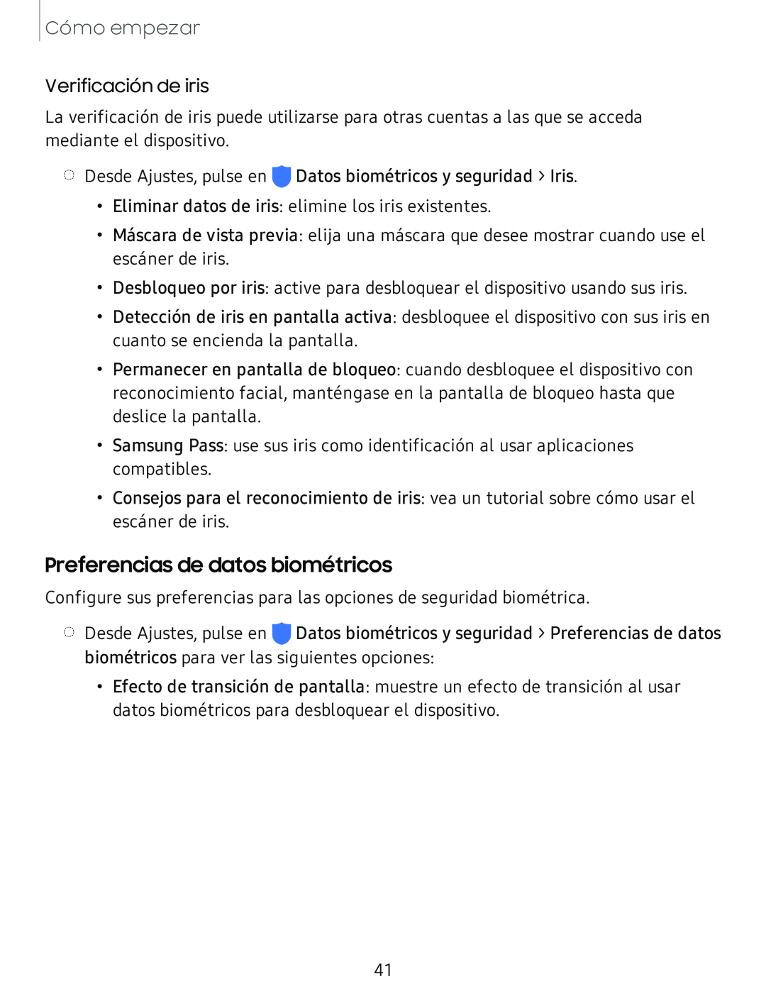 Preferencias de datos biométricos