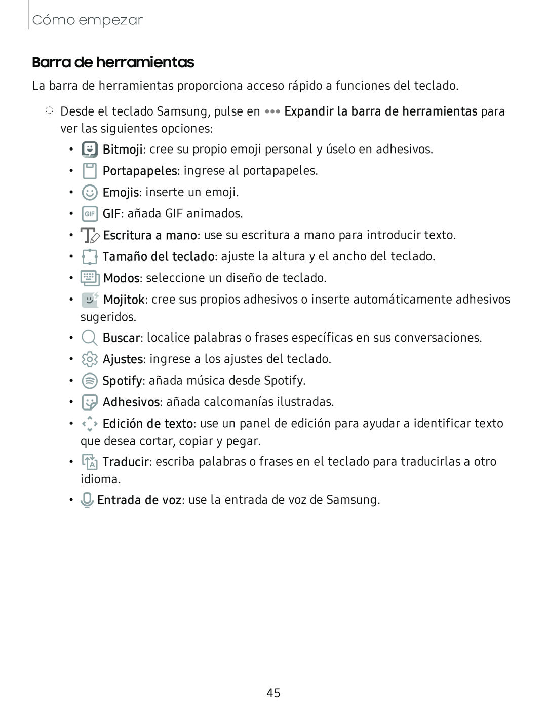 Barra de herramientas Galaxy Tab S4 T-Mobile