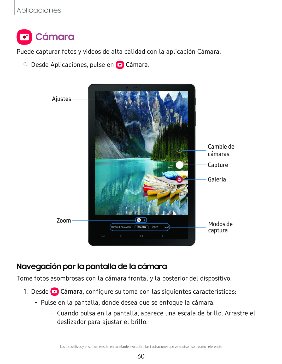 Navegación por la pantalla de la cámara Galaxy Tab S4 T-Mobile