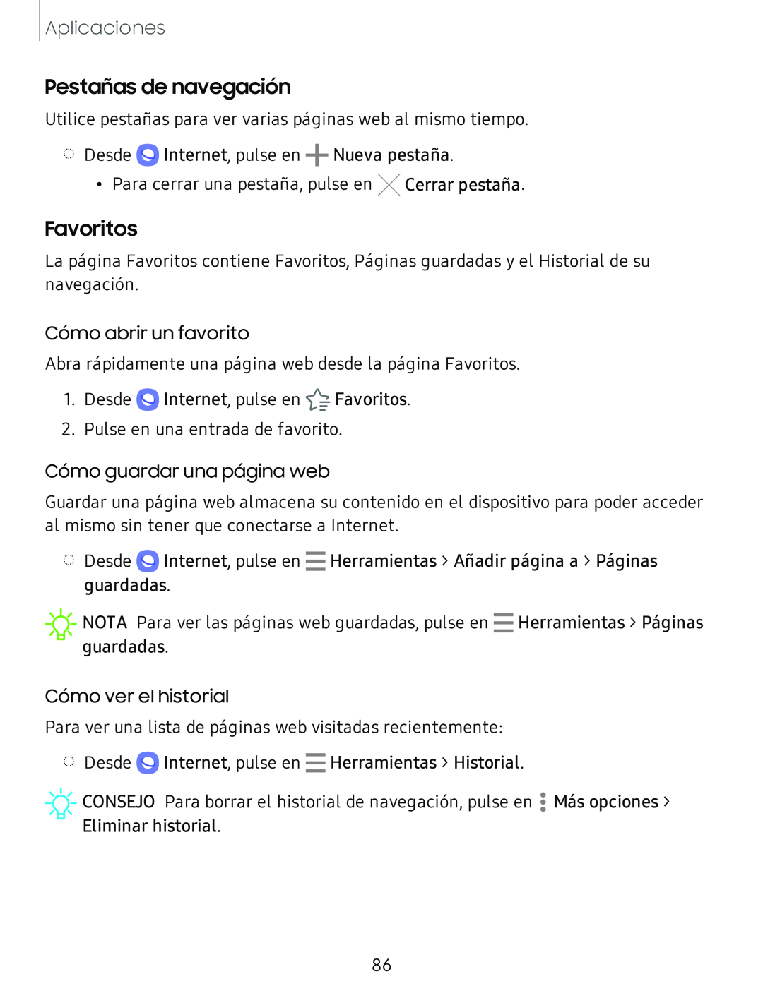 Pestañas de navegación Galaxy Tab S4 T-Mobile