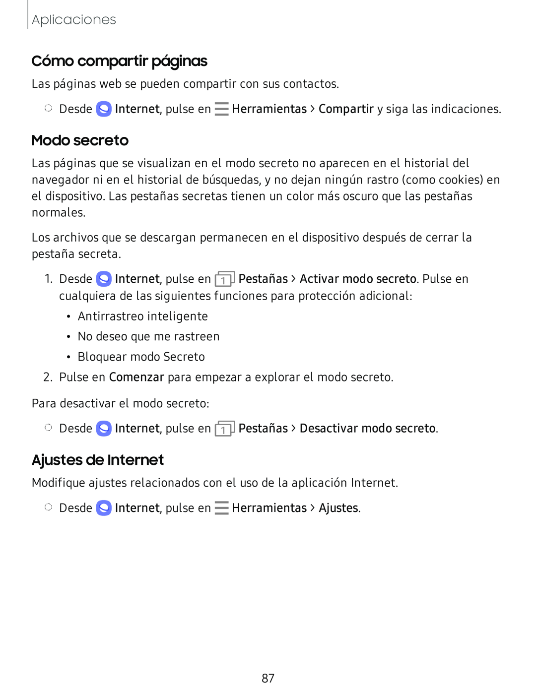 Ajustes de Internet Galaxy Tab S4 T-Mobile