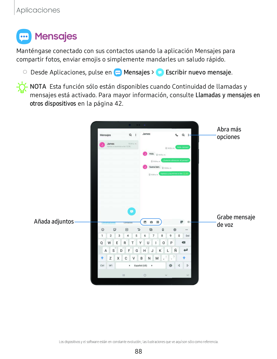 Mensajes Galaxy Tab S4 T-Mobile