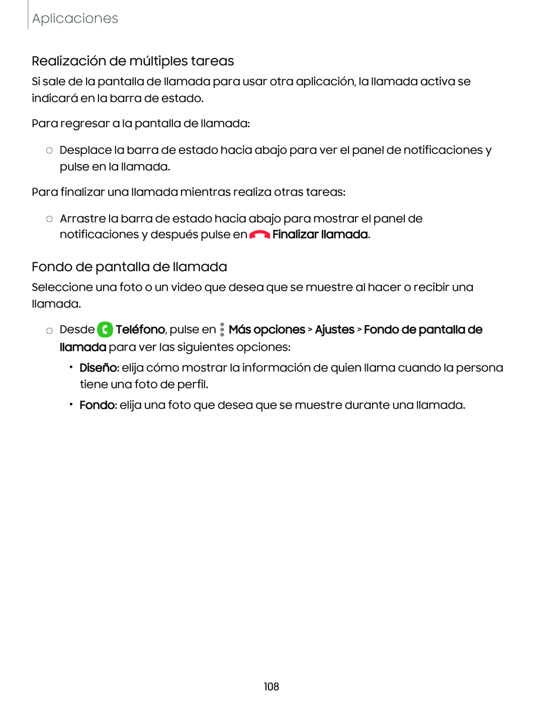 Realización de múltiples tareas Fondo de pantalla de llamada