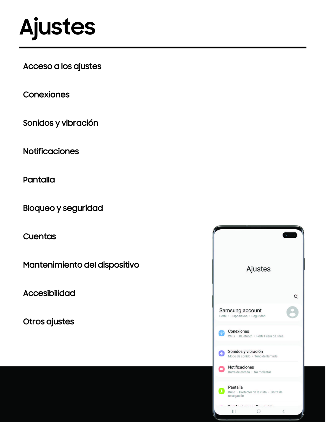 Ajustes Galaxy S10e Xfinity Mobile