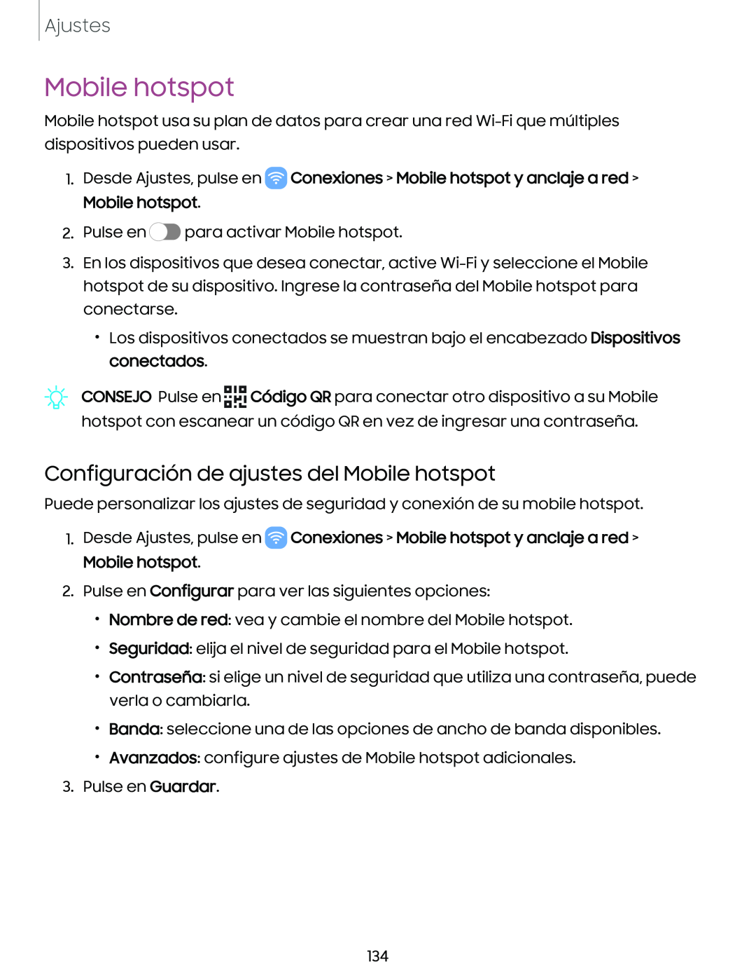 Configuración de ajustes del Mobile hotspot Galaxy S10e Xfinity Mobile