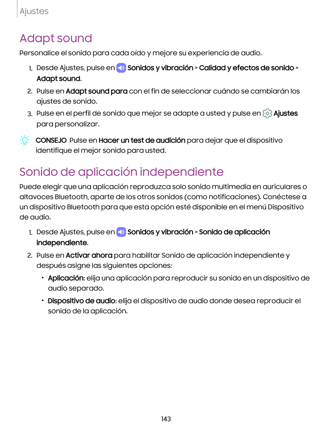 Sonido de aplicación independiente Galaxy S10e Xfinity Mobile