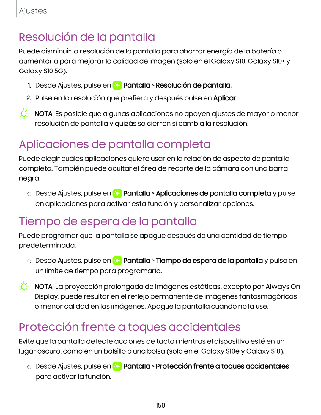 Protección frente a toques accidentales Galaxy S10e Xfinity Mobile