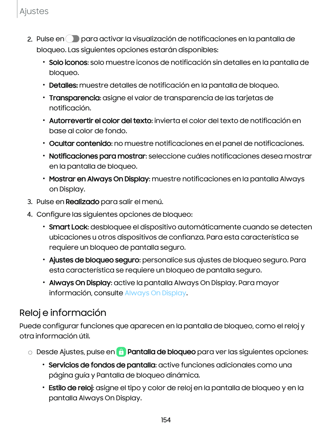 Reloj e información Galaxy S10e Xfinity Mobile