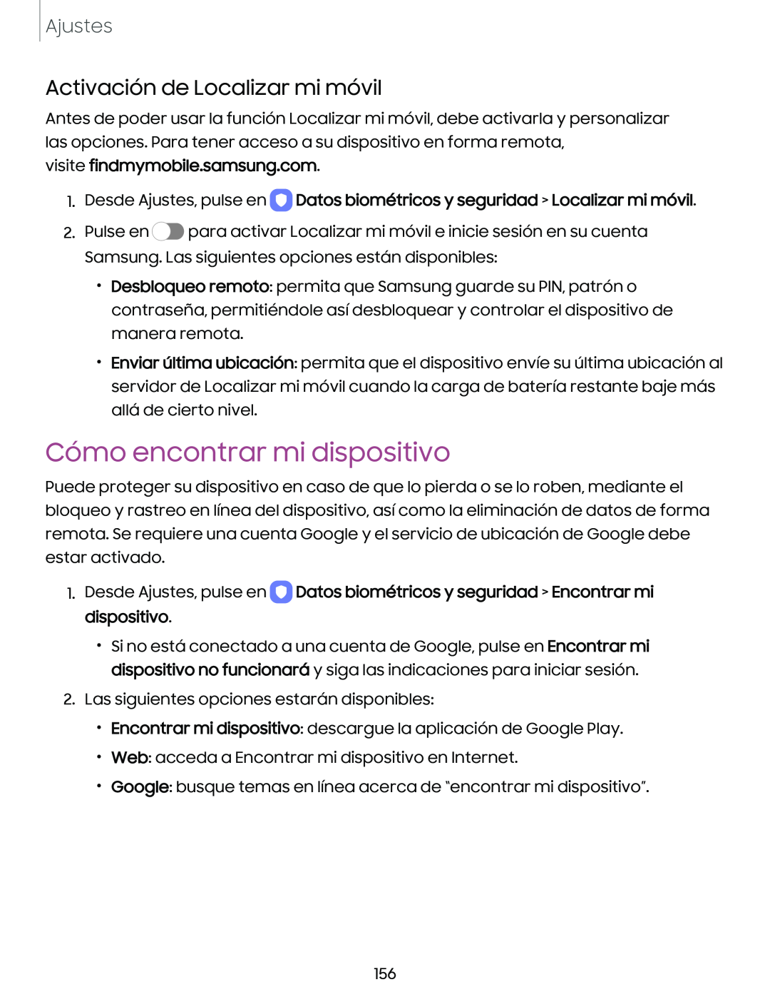 Activación de Localizar mi móvil Cómo encontrar mi dispositivo