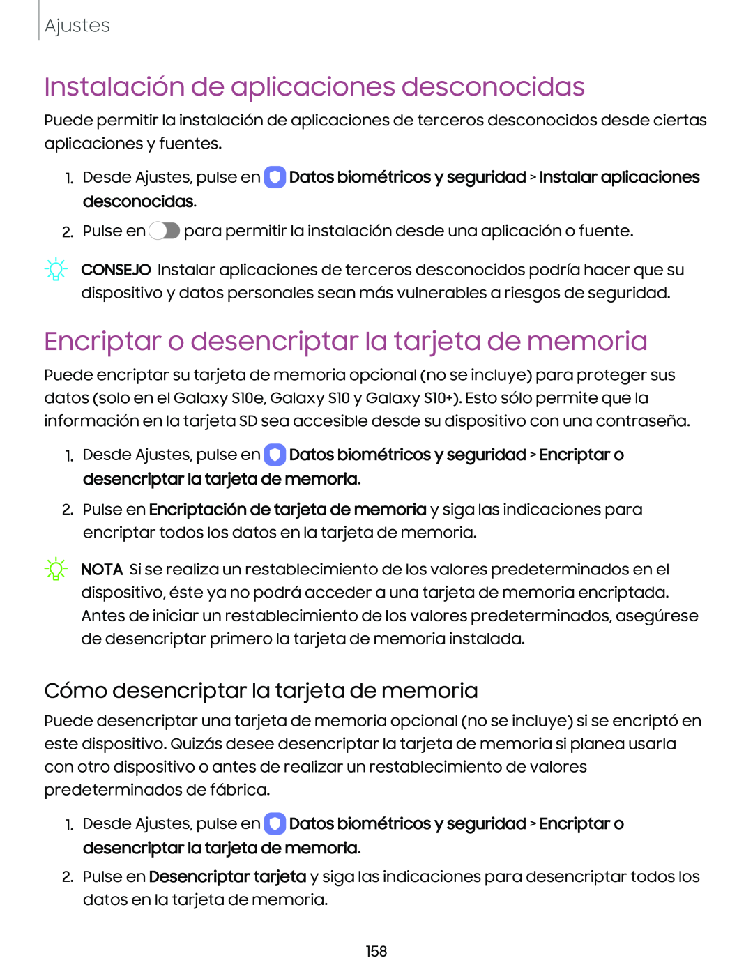 Cómo desencriptar la tarjeta de memoria Galaxy S10e Xfinity Mobile