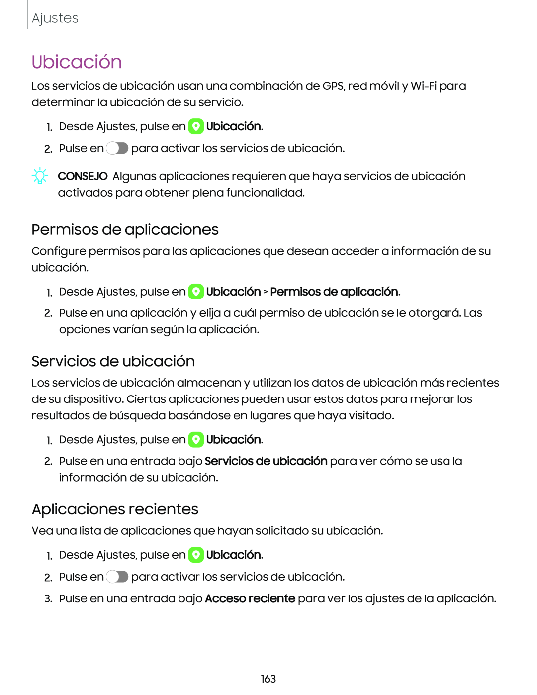 Permisos de aplicaciones Servicios de ubicación