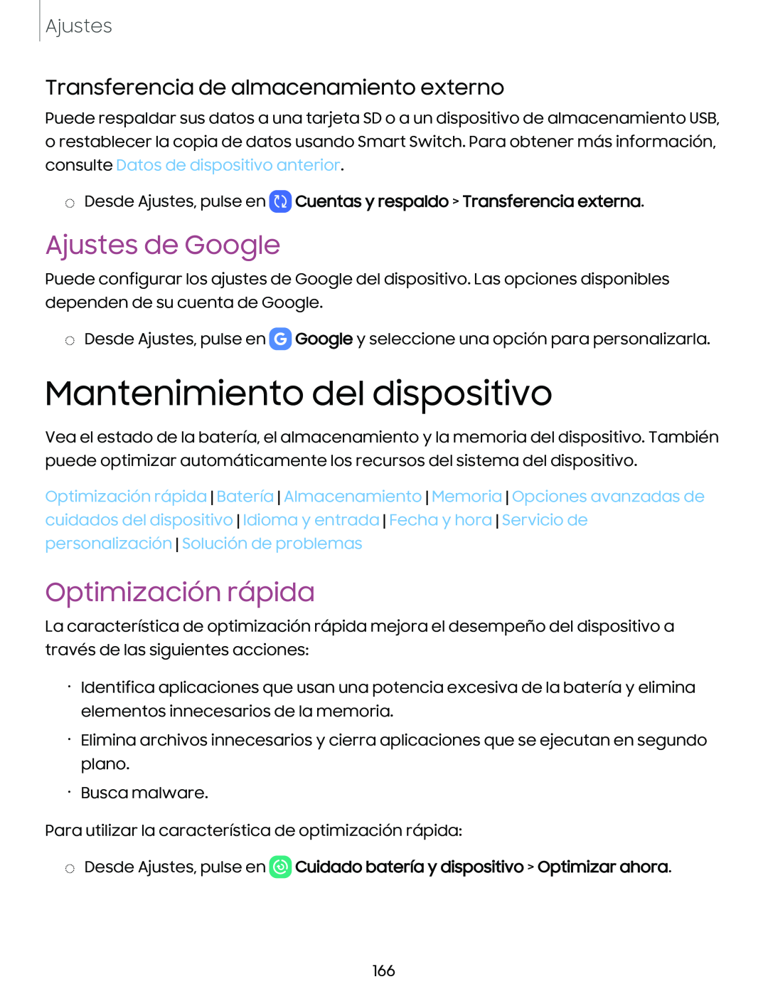 Transferencia de almacenamiento externo Ajustes de Google