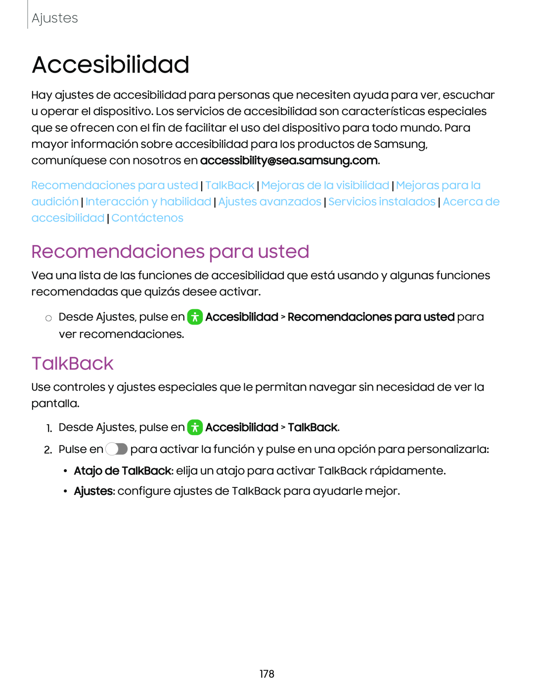 Recomendaciones para usted TalkBack