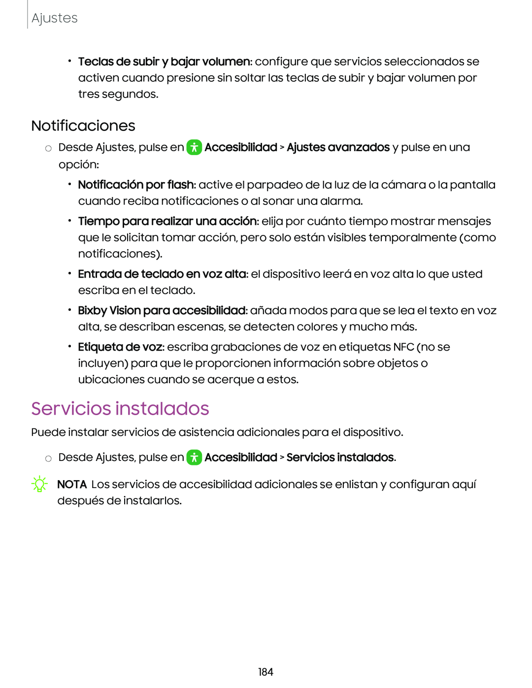 Notificaciones Servicios instalados