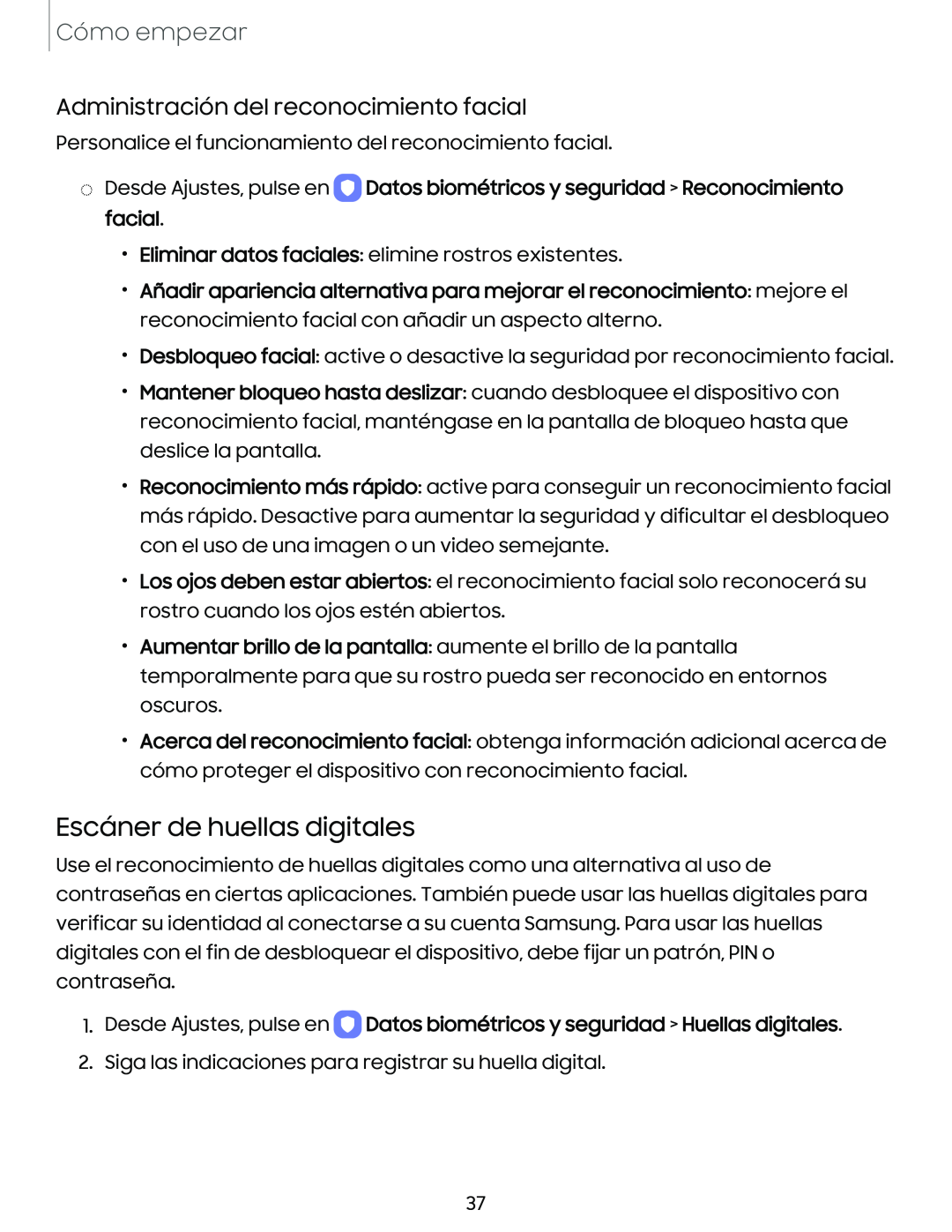 Administración del reconocimiento facial Escáner de huellas digitales