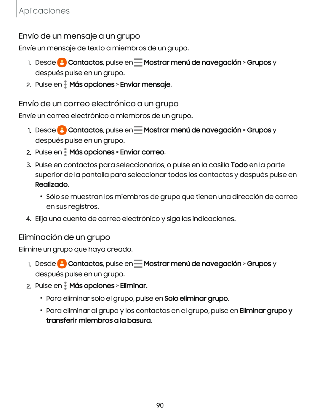 Envío de un correo electrónico a un grupo Galaxy S10e Xfinity Mobile