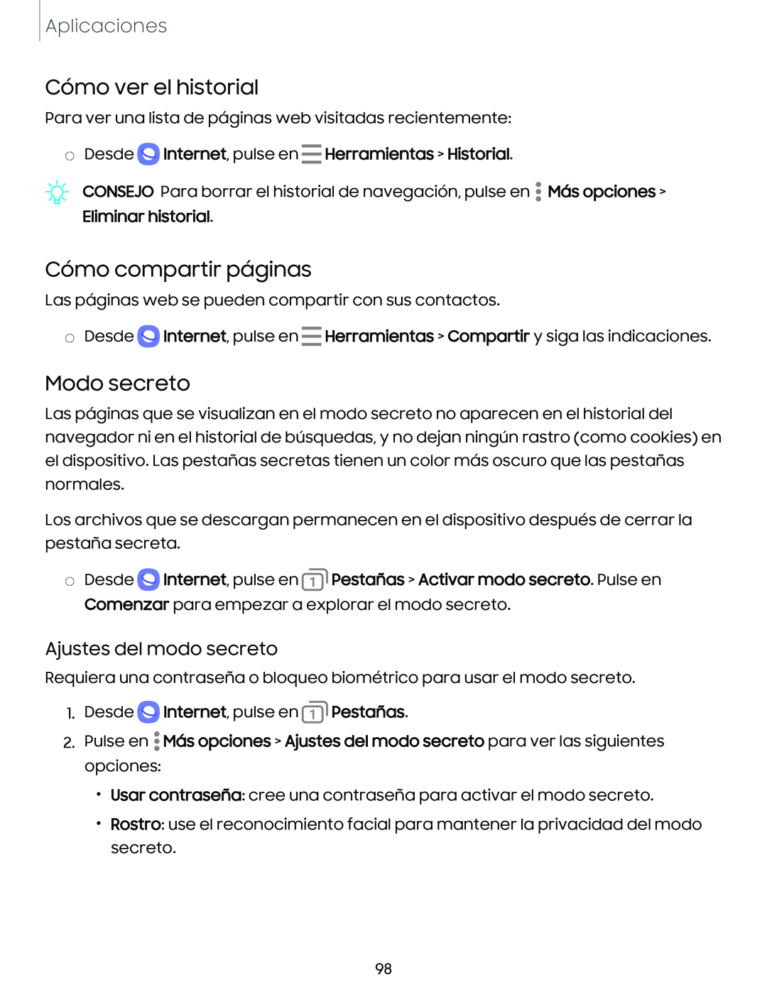 Cómo ver el historial Galaxy S10e Xfinity Mobile