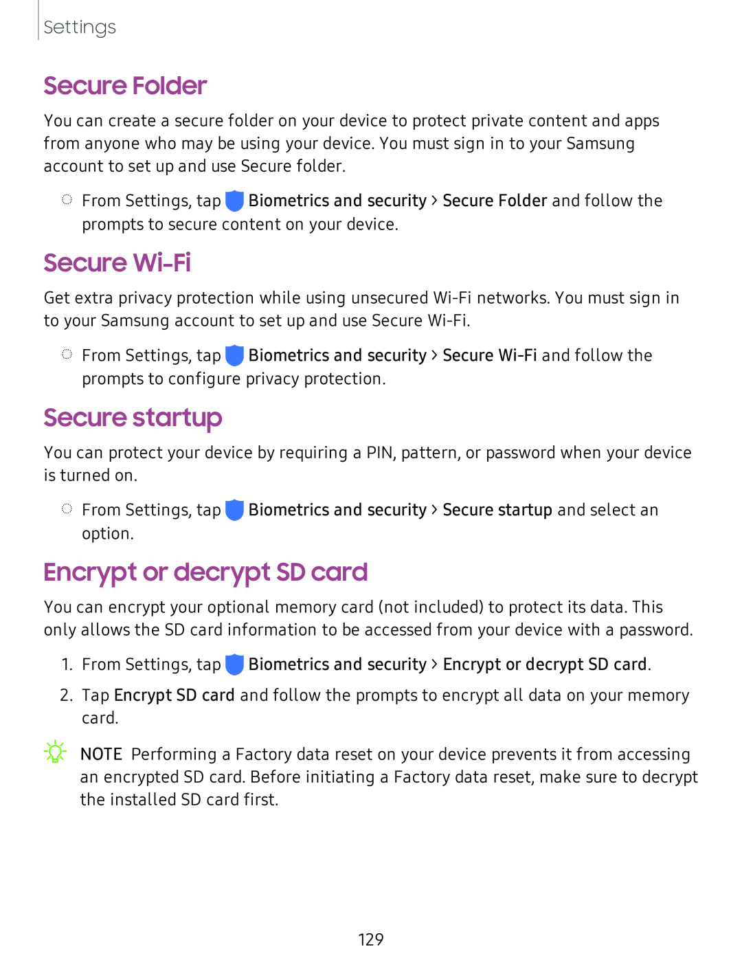 Encrypt or decrypt SD card Galaxy Tab S4 US Cellular