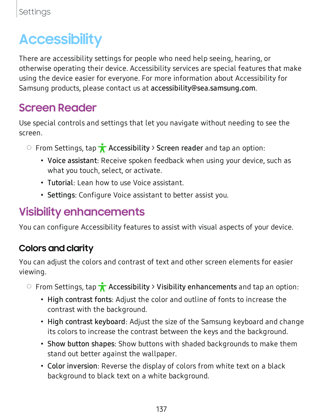 Colors and clarity Screen Reader