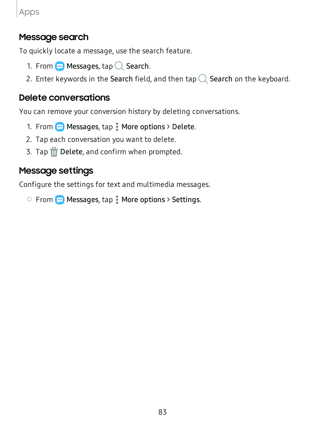 Message settings Galaxy Tab S4 US Cellular