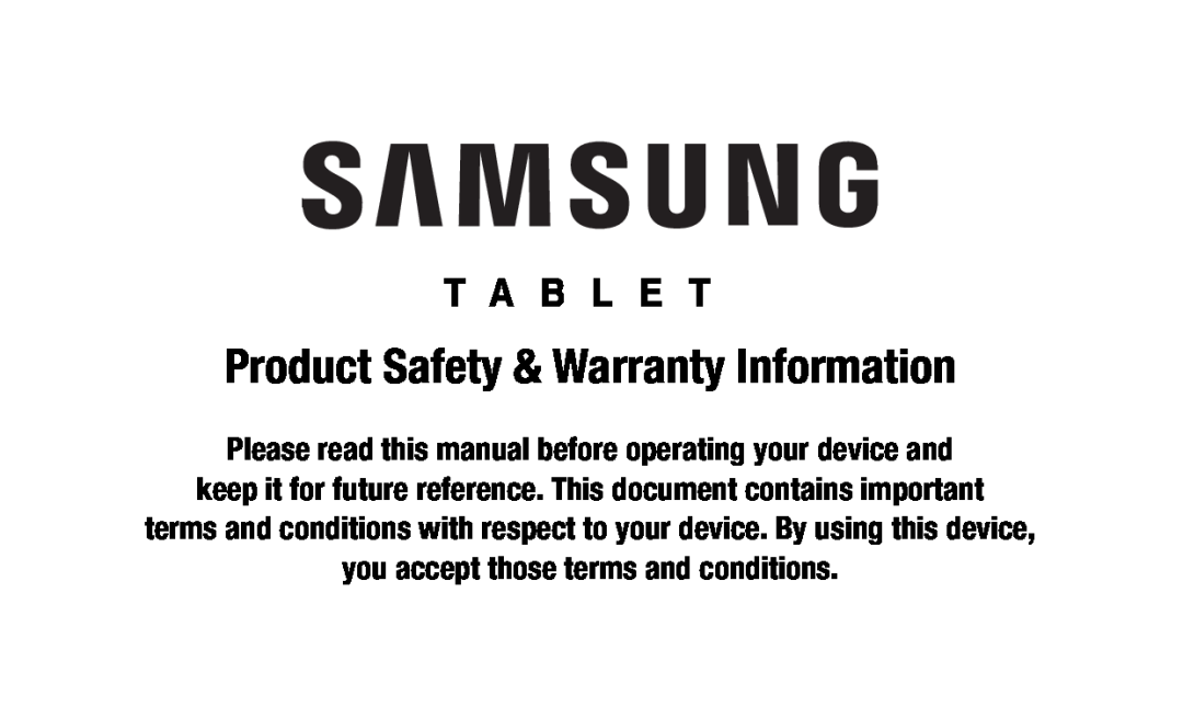 Product Safety & Warranty Information Galaxy Tab S3 Verizon