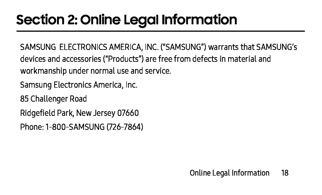 Section 2: Online Legal Information Galaxy Tab S3 Verizon