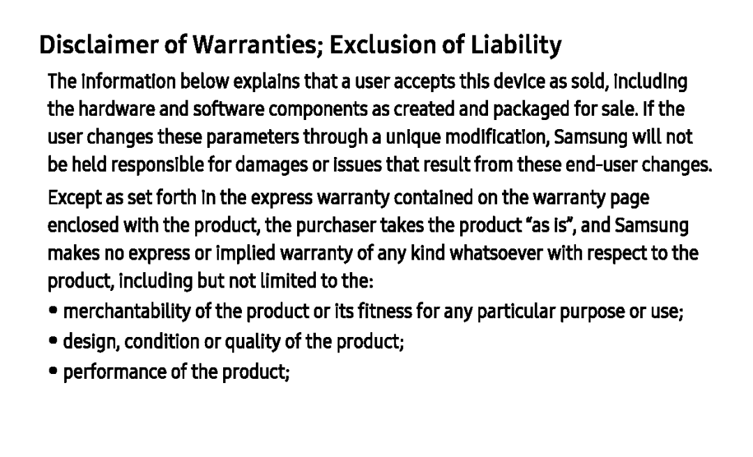 Disclaimer of Warranties; Exclusion of Liability Galaxy Tab S3 Verizon