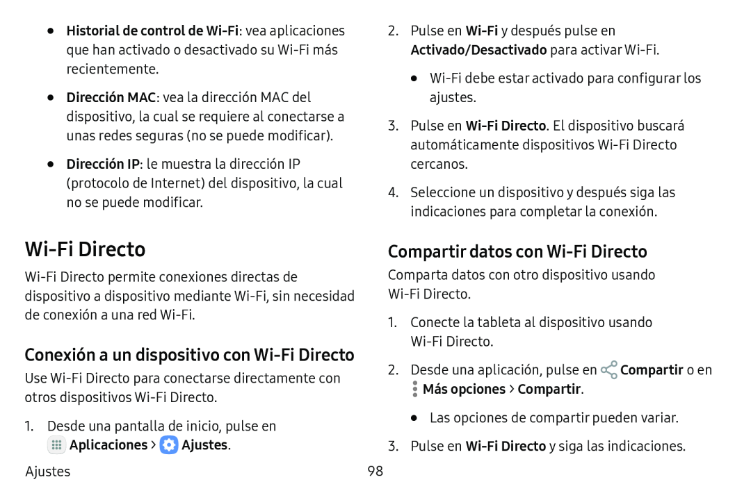 Conexión a un dispositivo con Wi-FiDirecto Compartir datos con Wi-FiDirecto