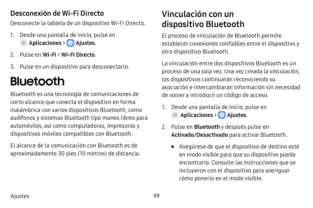 Desconexión de Wi-FiDirecto Vinculación con un dispositivo Bluetooth