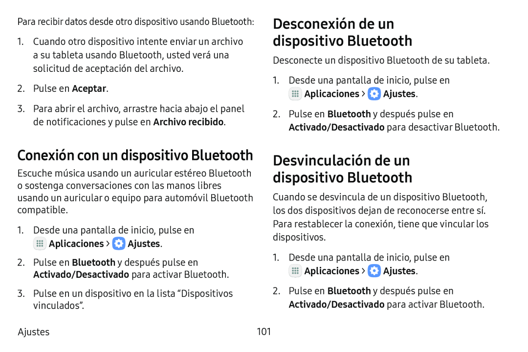 Desvinculación de un dispositivo Bluetooth Galaxy Tab S3 Verizon